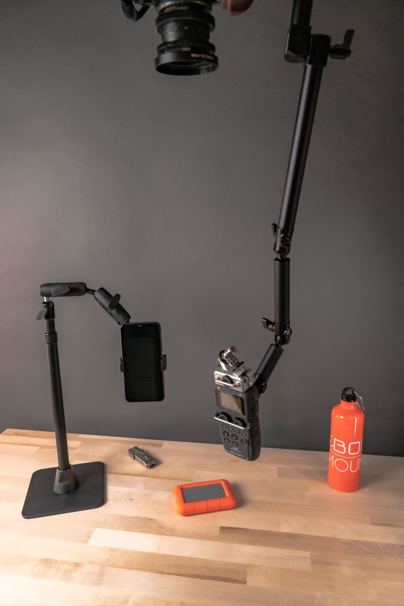 iBOLT mounting setup in a content creation workspace