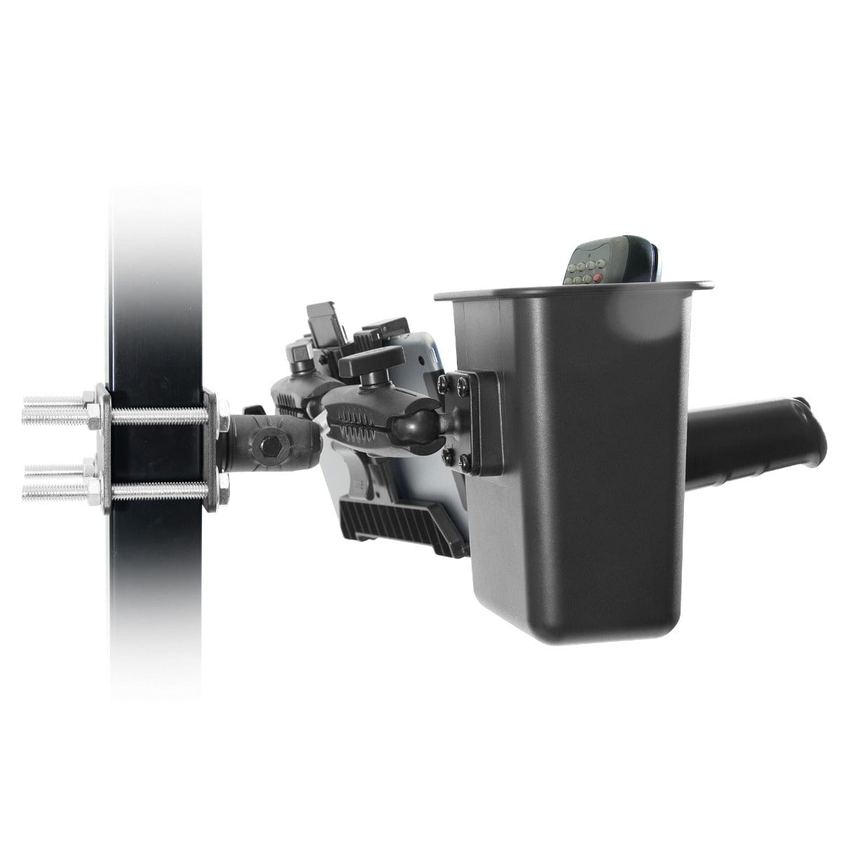 iBOLT forklift pillar mount with tablet and XL barcode scanner holders