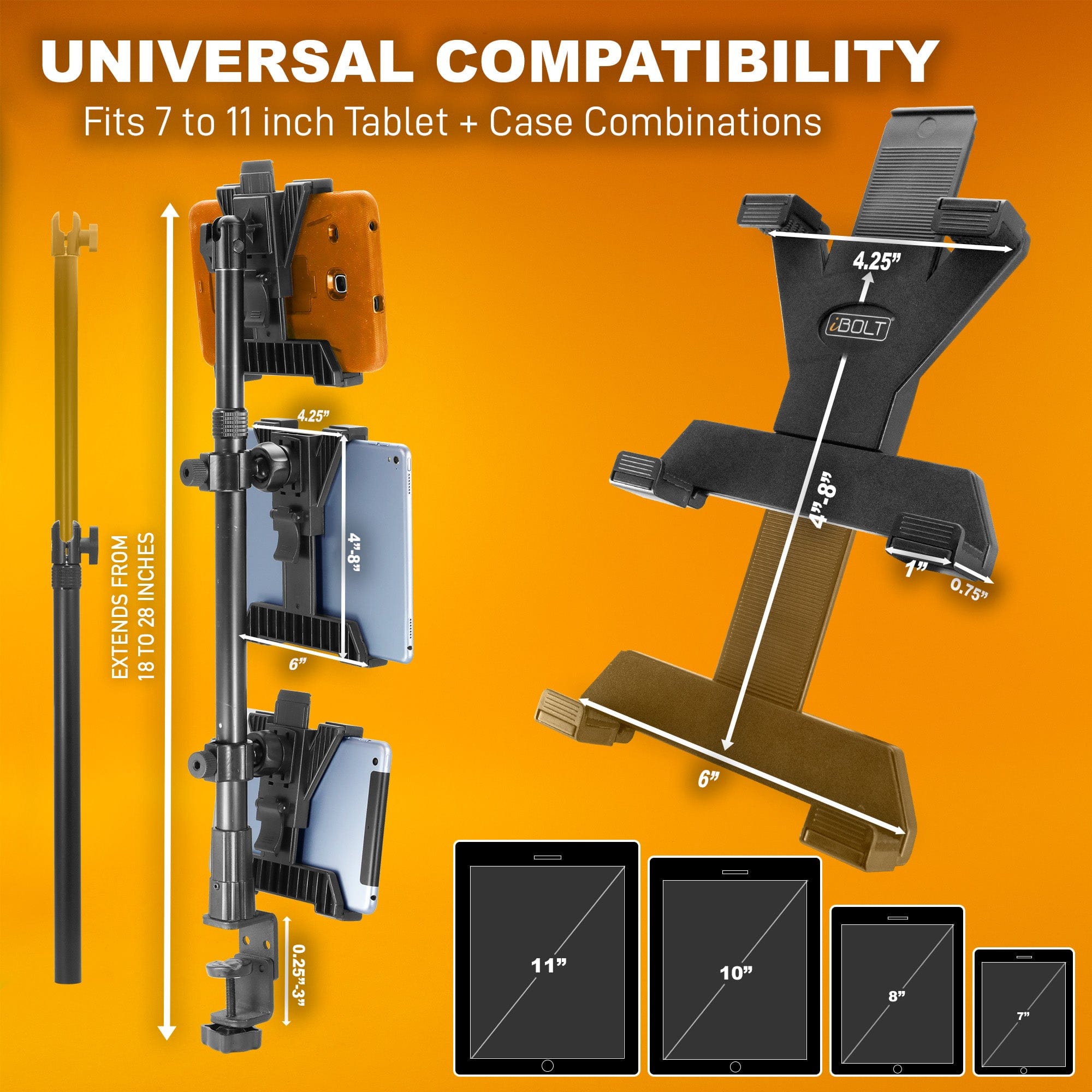iBOLT™ Tablet Tower- TabDock™ POS Clamp Mount - with 3 Tablet Holders