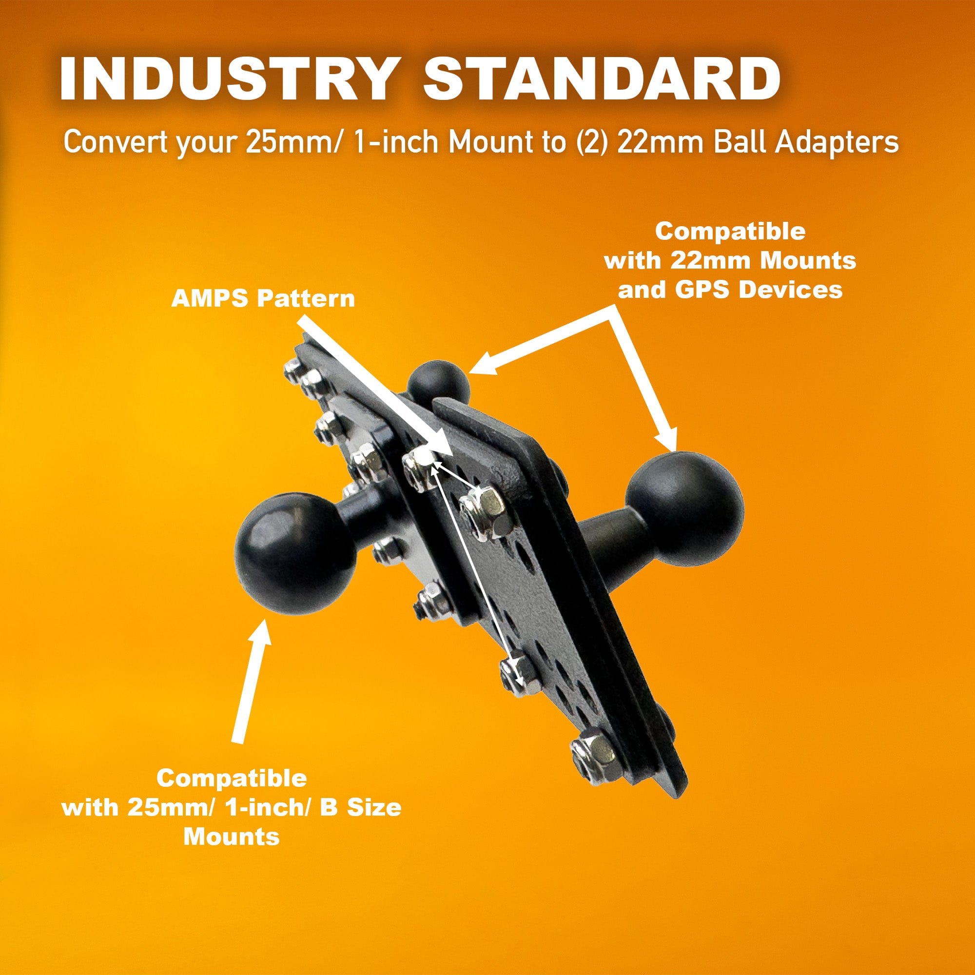 iBOLT Mounts iBOLT 25mm / 1 inch to Dual 22mm Ball Adapter