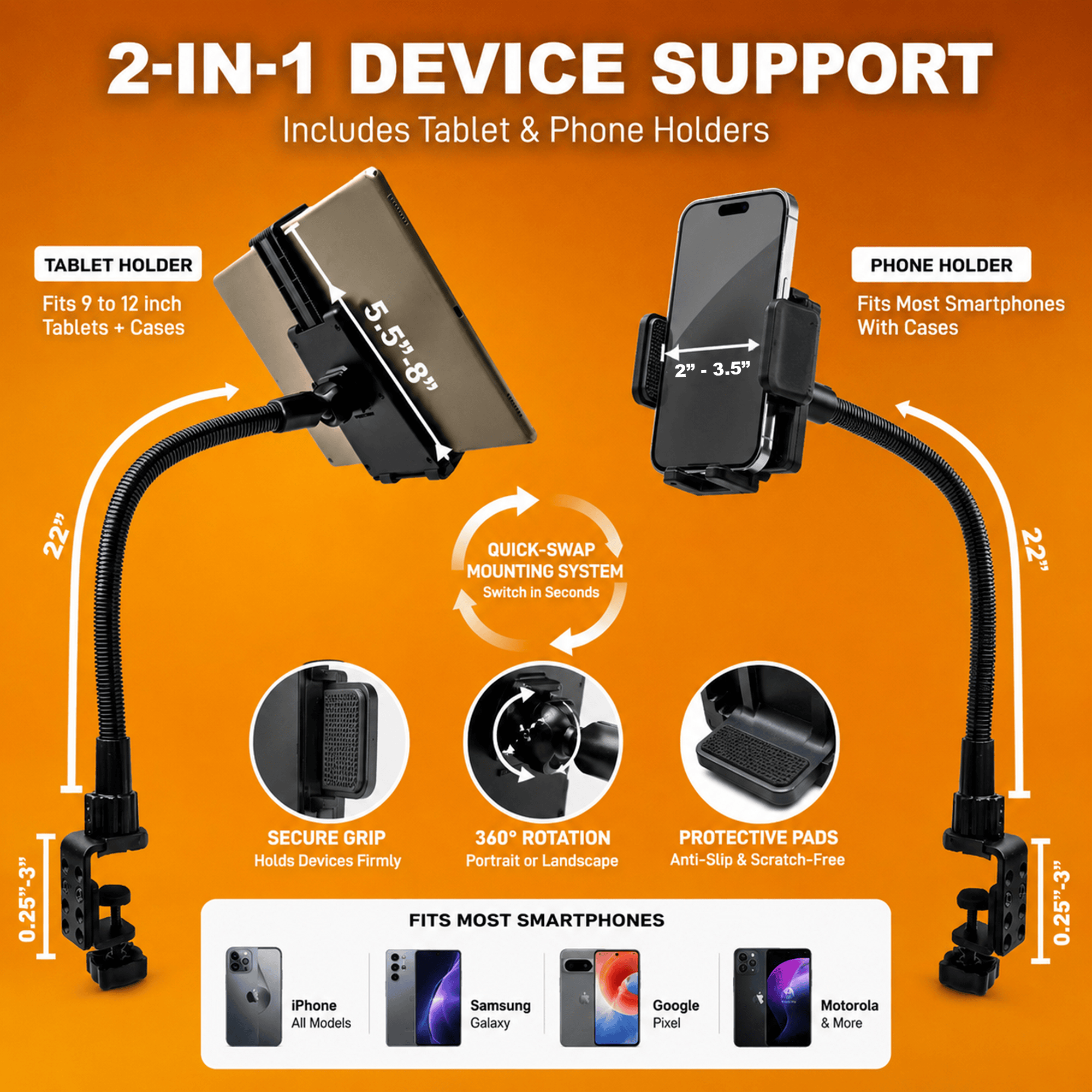 iBOLT Mounts iBOLT ComfortiBOLT Bedside Mount Kit – Tablet & Phone Holder