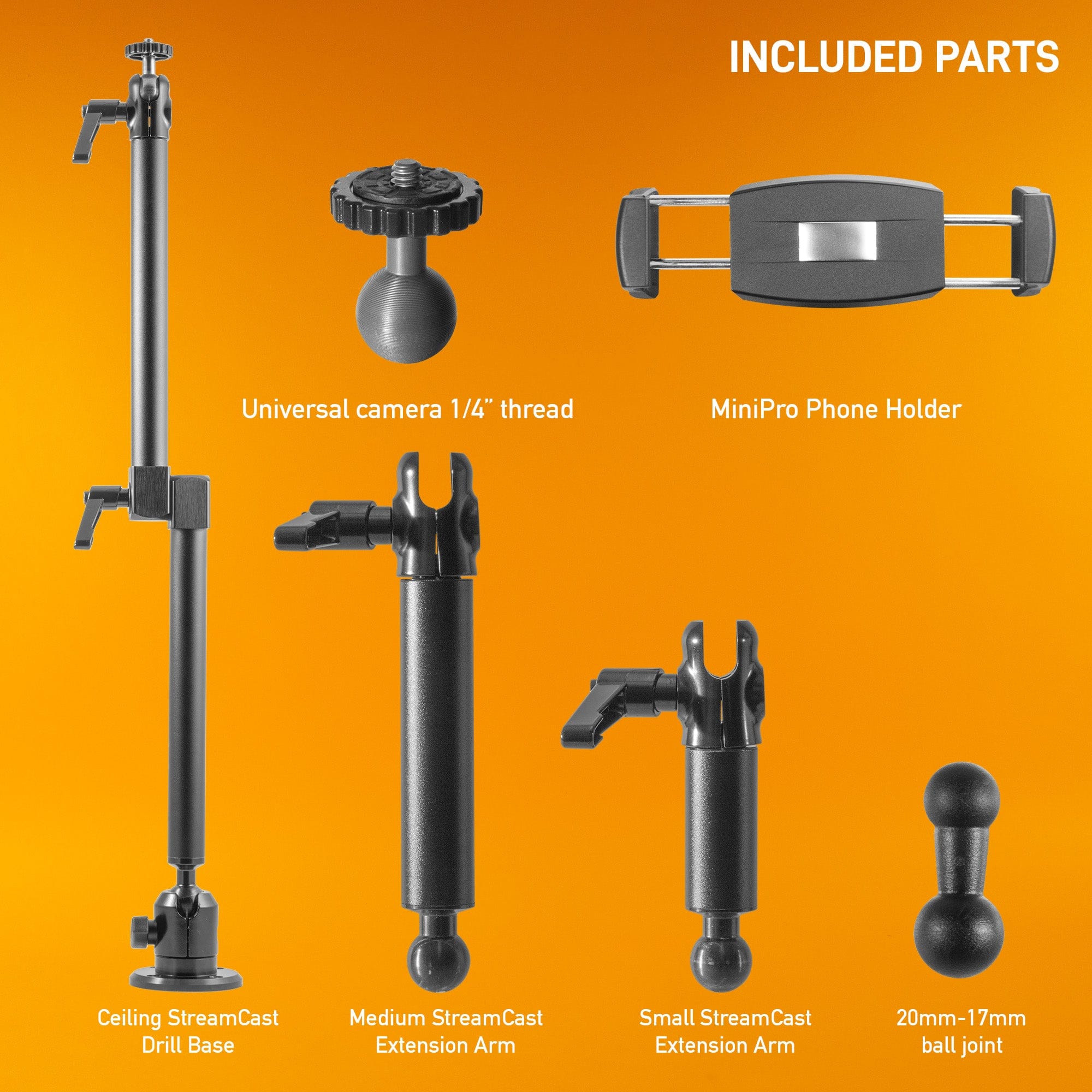 iBOLT Mounts iBOLT Stream-Cast Overhead Ceiling / Wall-Metal Multi-Angle Drill Base Mount for DSLR Cameras, Smartphones, Mini projectors
