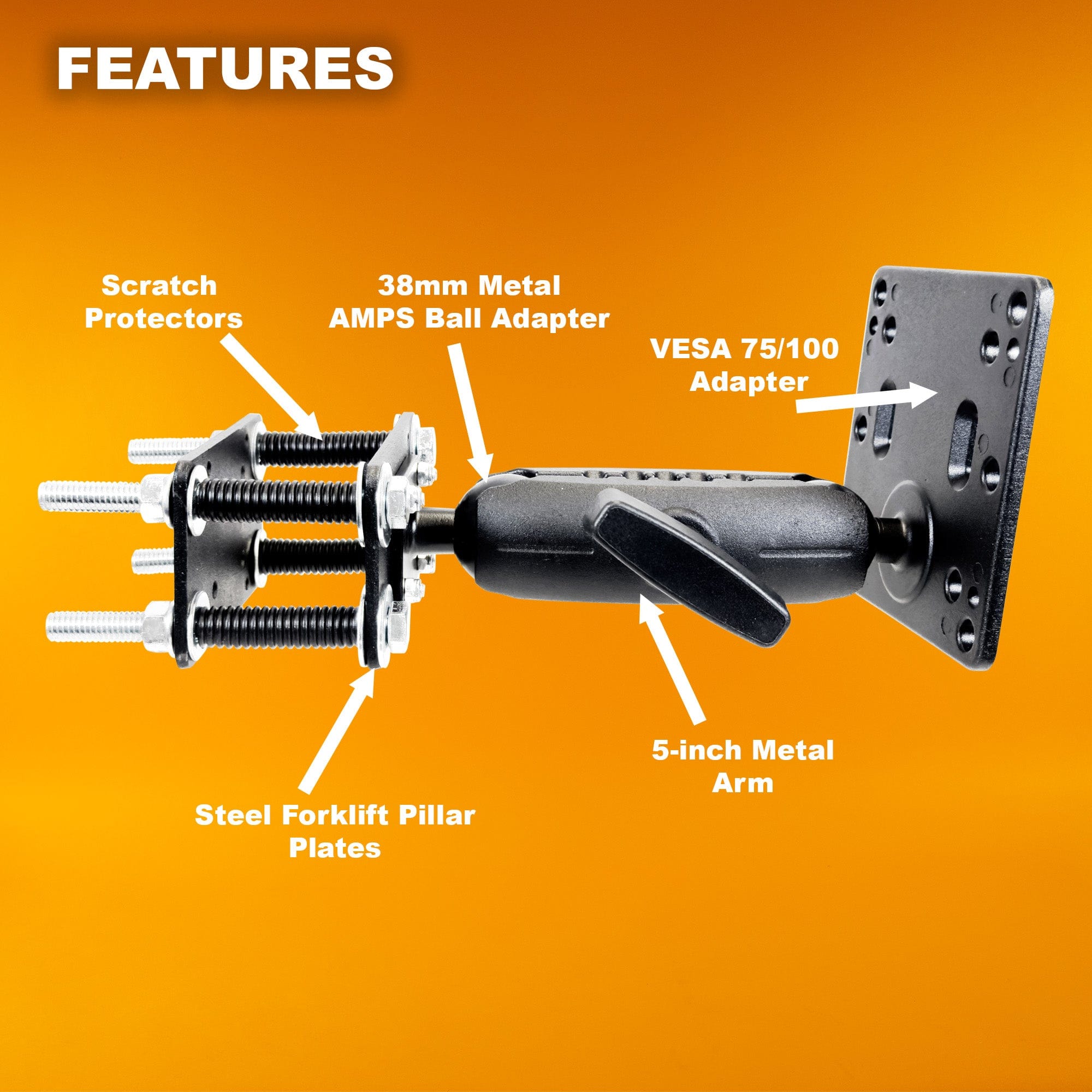 iBOLT Mounts iBOLT VESA 75x75 / 100x100 Monitor Pillar Mount with 38mm (1.5-inch) Ball Joint