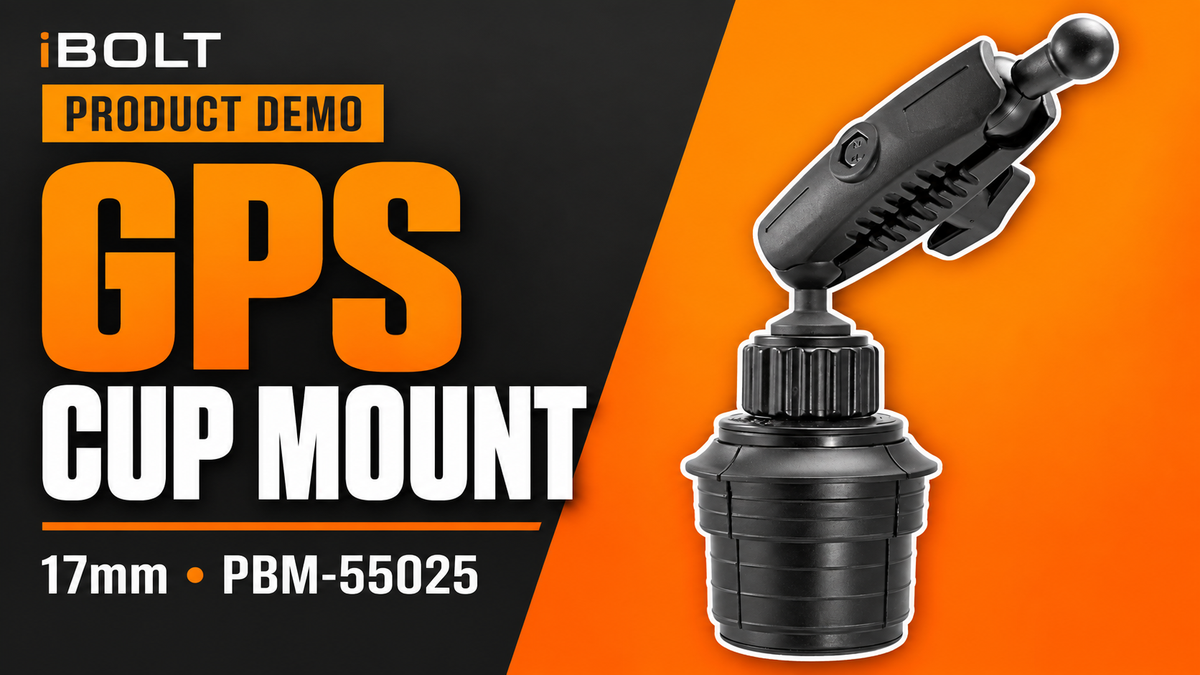 iBOLT 17mm Dual Ball Cup Holder Mount (PBM-55025) filmed setup demonstration