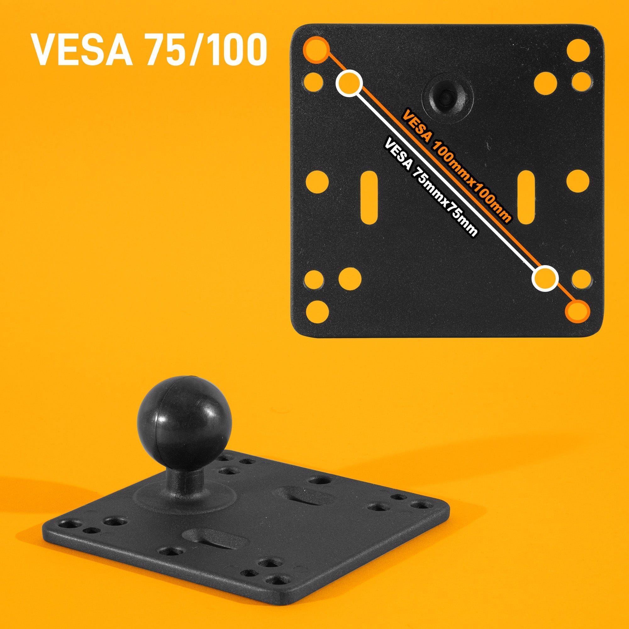 iBOLT VESA 75x75 / 100x100 Monitor Pillar Mount with 38mm (1.5-inch) Ball Joint