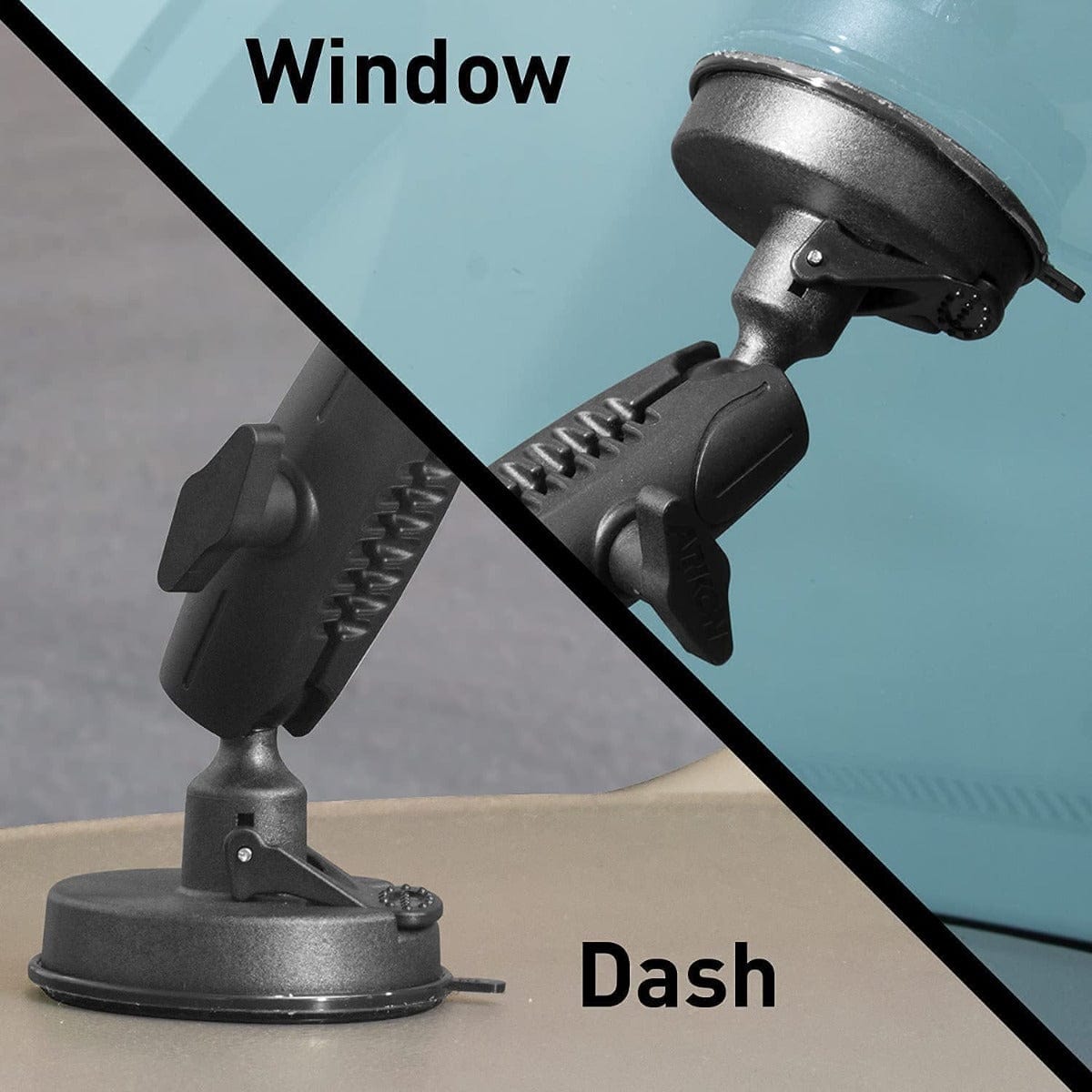 iBOLT 17mm Dual Ball to “Sticky” Suction Cup Mount Base compatible w/ Garmin GPS and iBOLT Phone Holders