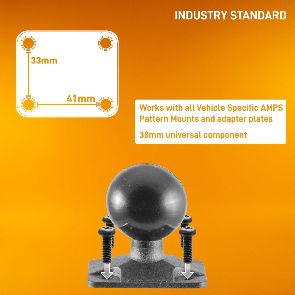 iBOLT™ 38mm / 1.5 inch Composite Rectangular AMPS to AMPS Drill Base Mount
