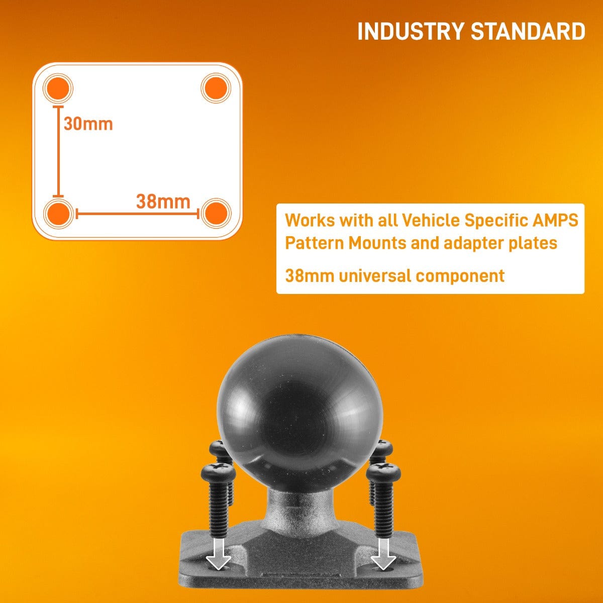iBOLT™ 38mm / 1.5 inch Composite Rectangular AMPS to ¼ 20” Composite Camera Screw Mount