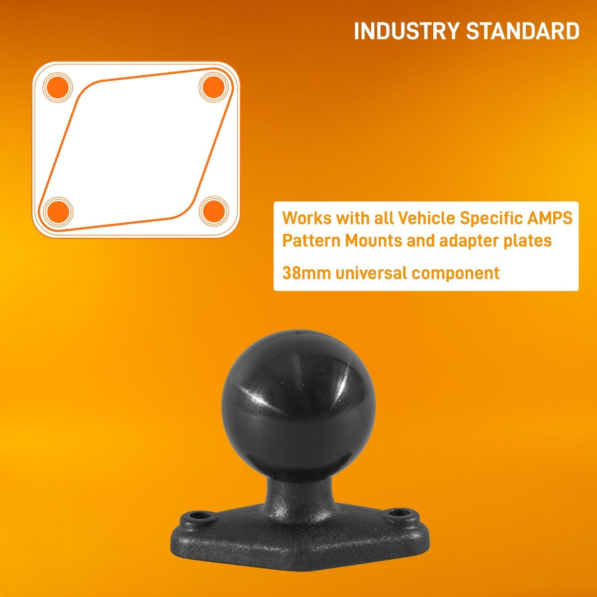 iBOLT™ 38mm / 1.5 inch Composite Diamond AMPS to ¼ 20” Composite Camera Screw Mount