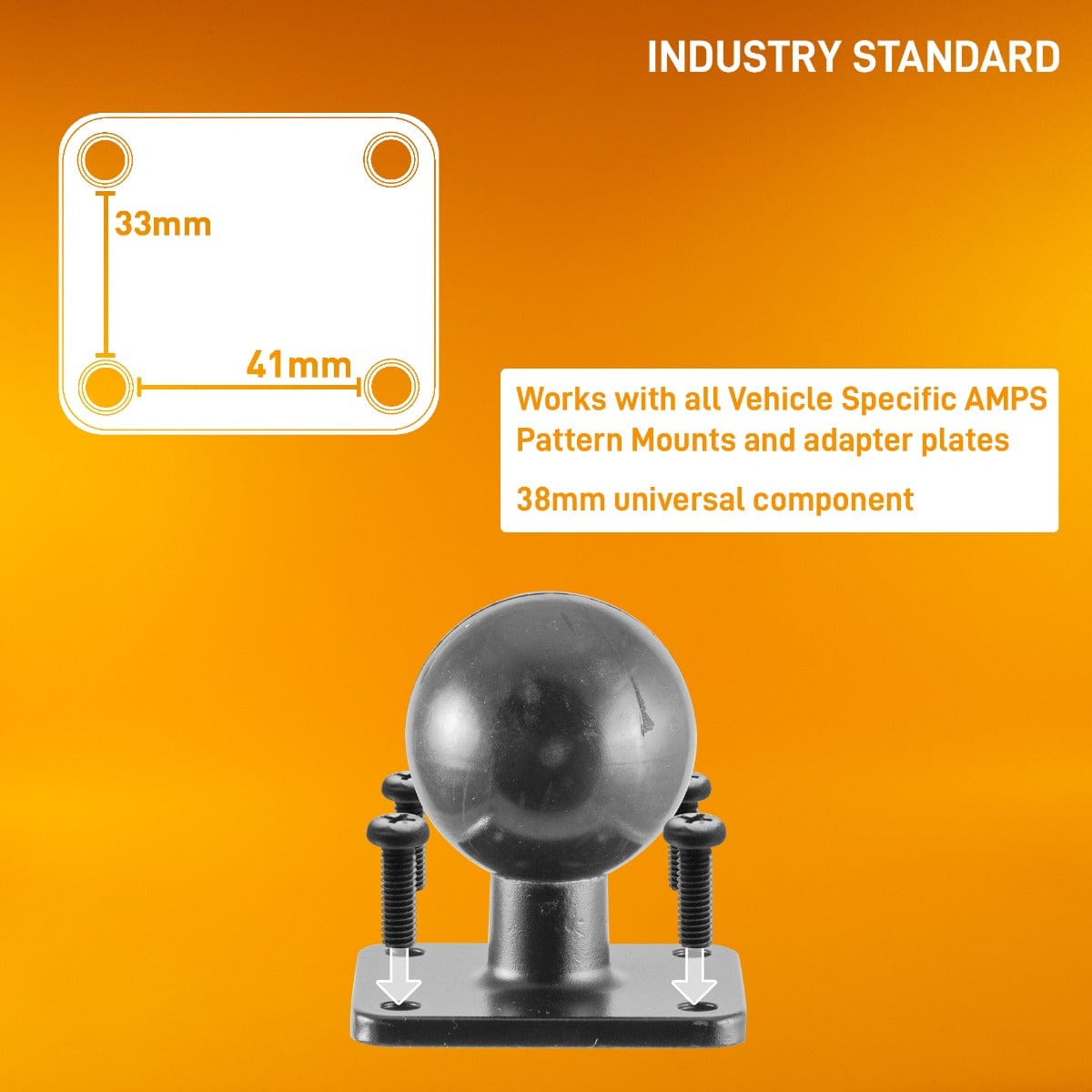 iBOLT™ 38mm / 1.5 inch Metal AMPS Pattern to VESA 75 x 75 Mount for Monitors, displays, or tv’s