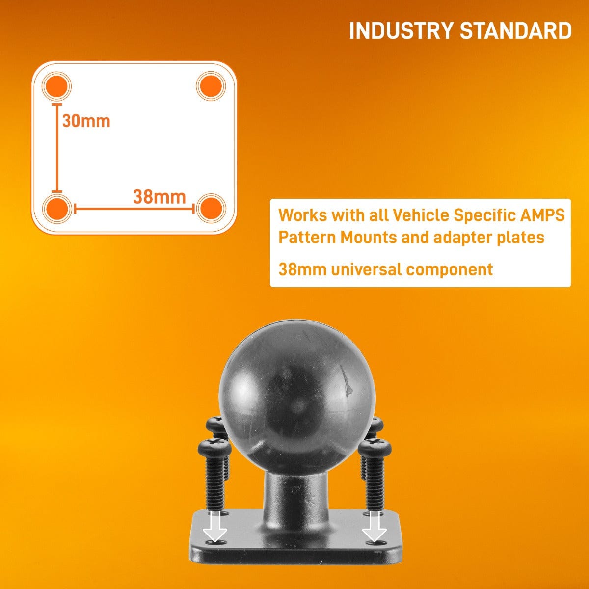 iBOLT™ 38mm / 1.5 inch Metal Rectangular AMPS to VESA 75 x 75 / VESA 100 x 100 Mount