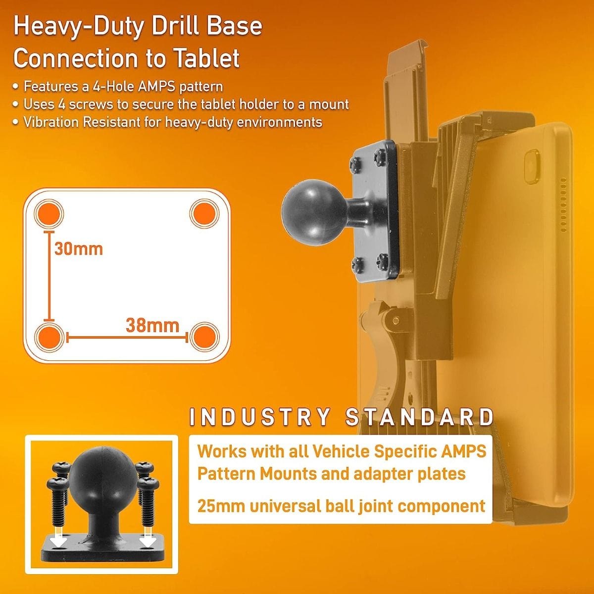 iBOLT TabDock Bizmount Pillar Mount- Heavy Duty Forklift Tablet Mount for Warehouse Vehicles and 7-10 inch Tablets