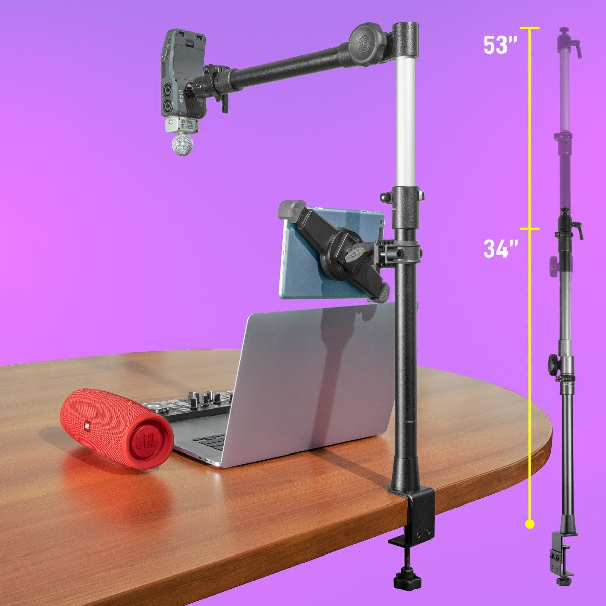 iBOLT Stream-Cast Overhead Camera Rig Desk Mount for DSLR Cameras for Top Down and Front Facing Photography