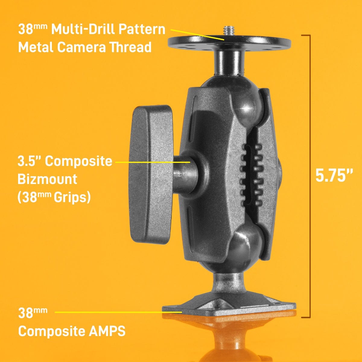iBOLT Mounts iBOLT™ 38mm / 1.5 inch Composite AMPS Pattern to ¼ 20” Metal Camera Screw Mount