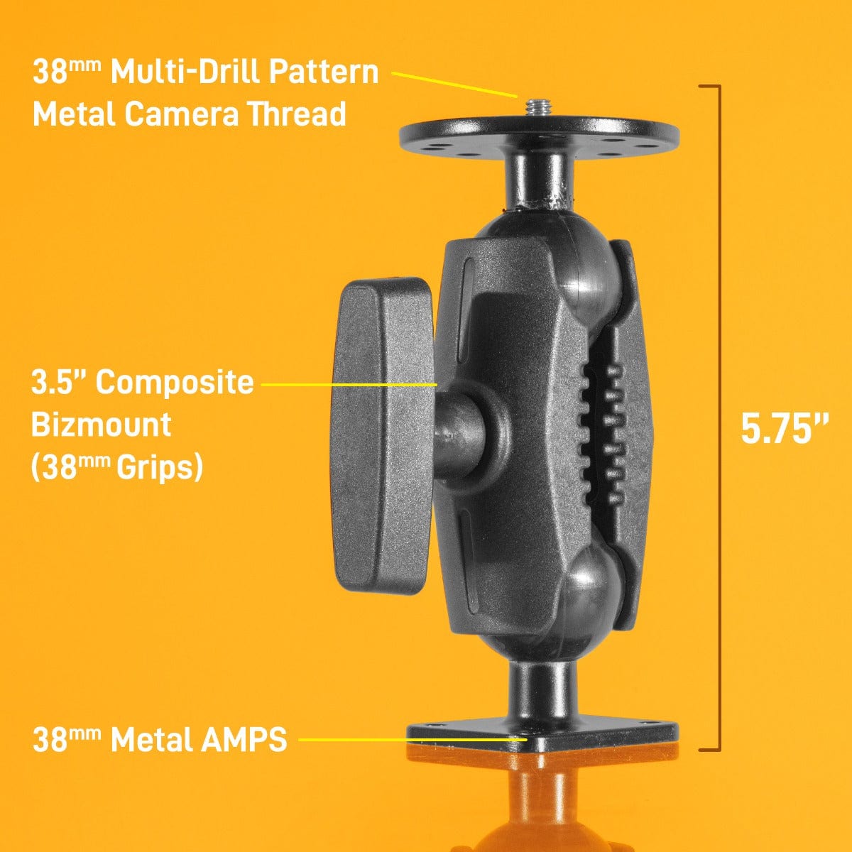 iBOLT Mounts iBOLT™ 38mm / 1.5 inch Metal Rectangular AMPS to ¼ 20” Metal Camera Screw Mount