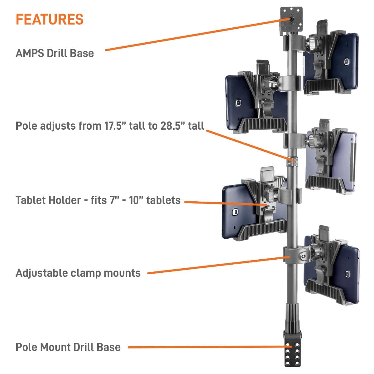 iBOLT Mounts iBOLTÖ Tablet Tower- TabDock™ POS Wall Mount - with 5 Tablet Holders