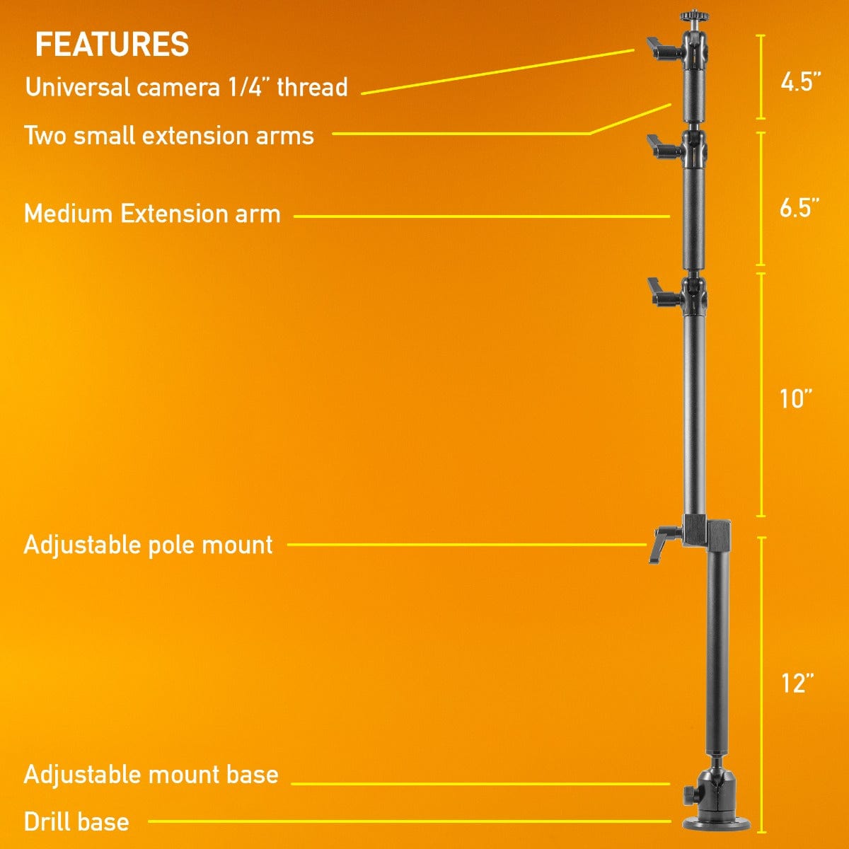 iBOLT Stream-Cast Overhead Ceiling / Wall-Metal Multi-Angle Drill Base Mount for DSLR Cameras, Smartphones, Mini projectors
