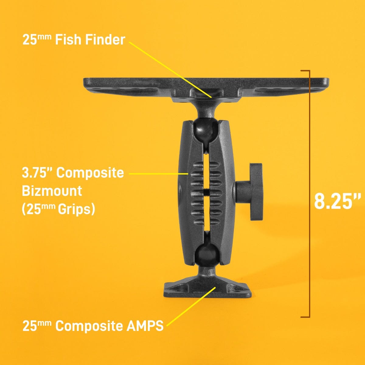 iBOLT™ 25mm / 1 inch Composite Universal Marine Electronic Fish Finder Drill Base Mount