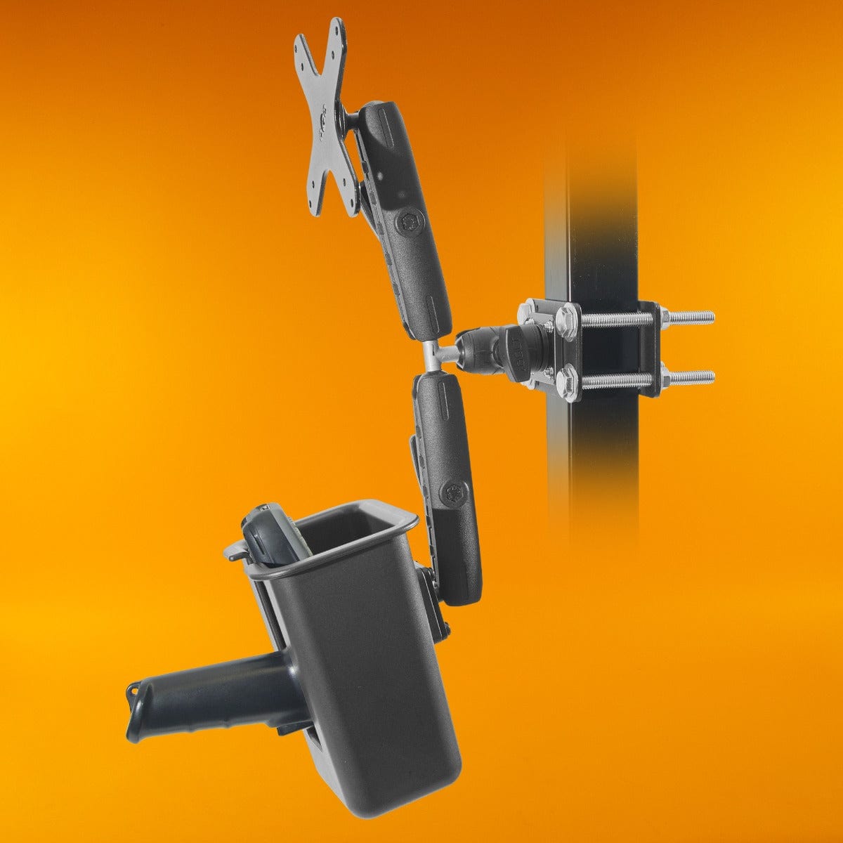 iBOLT VESA 75x75 mm/ 100x100 mm Dual XL Barcode Scanner Forklift Pillar Mount