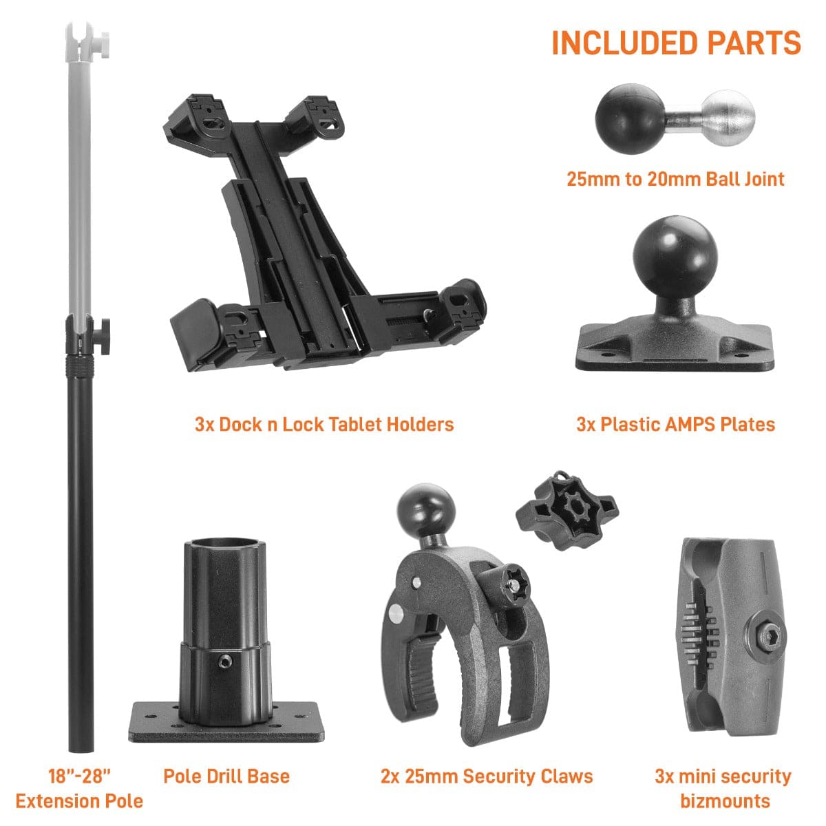 iBOLT Tablet Tower- Dock’n Lock POS Locking Drill Base Mount - with 3 Tablet Holders