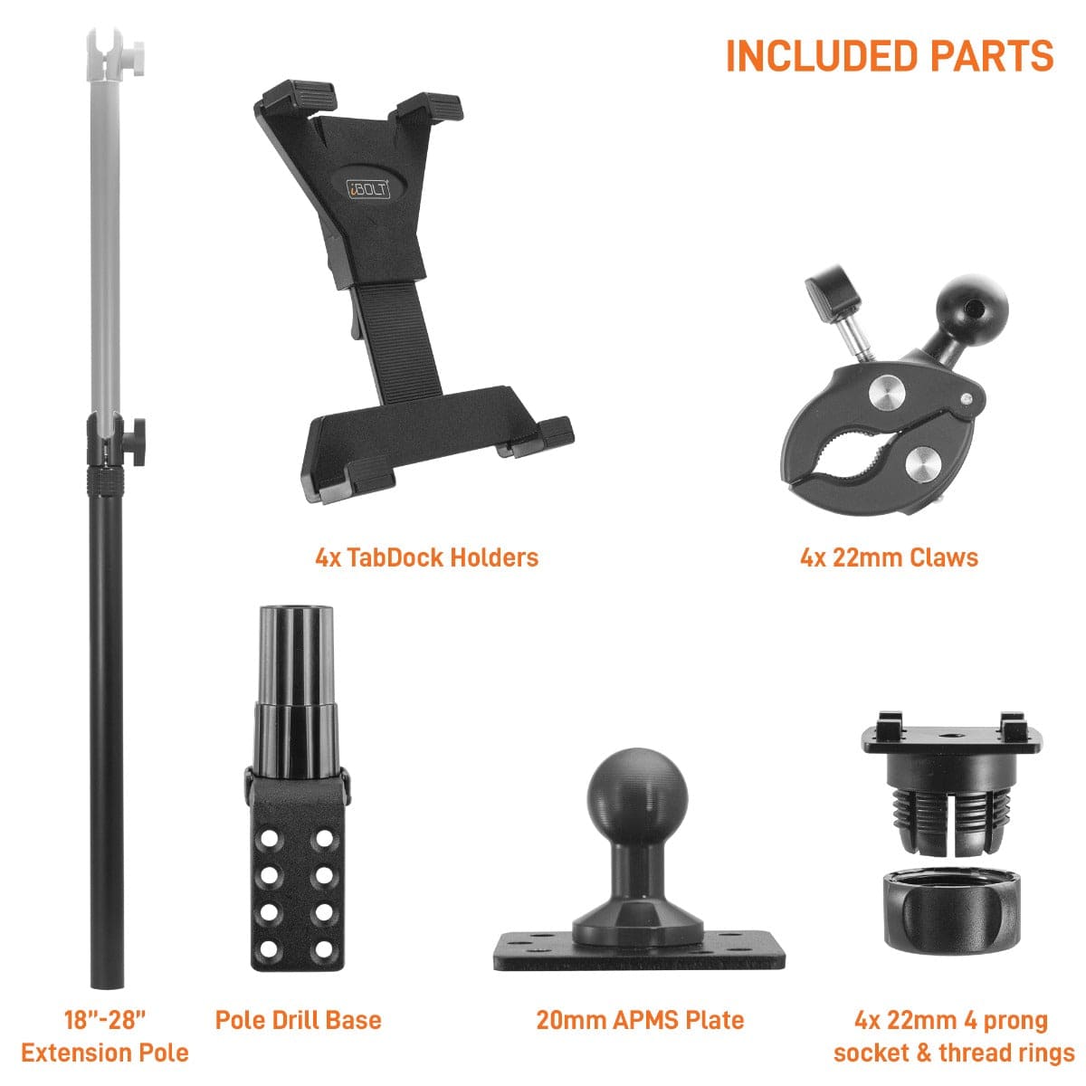 iBOLT Tablet Tower- TabDock™ POS Wall Mount - with 4 Tablet Holders