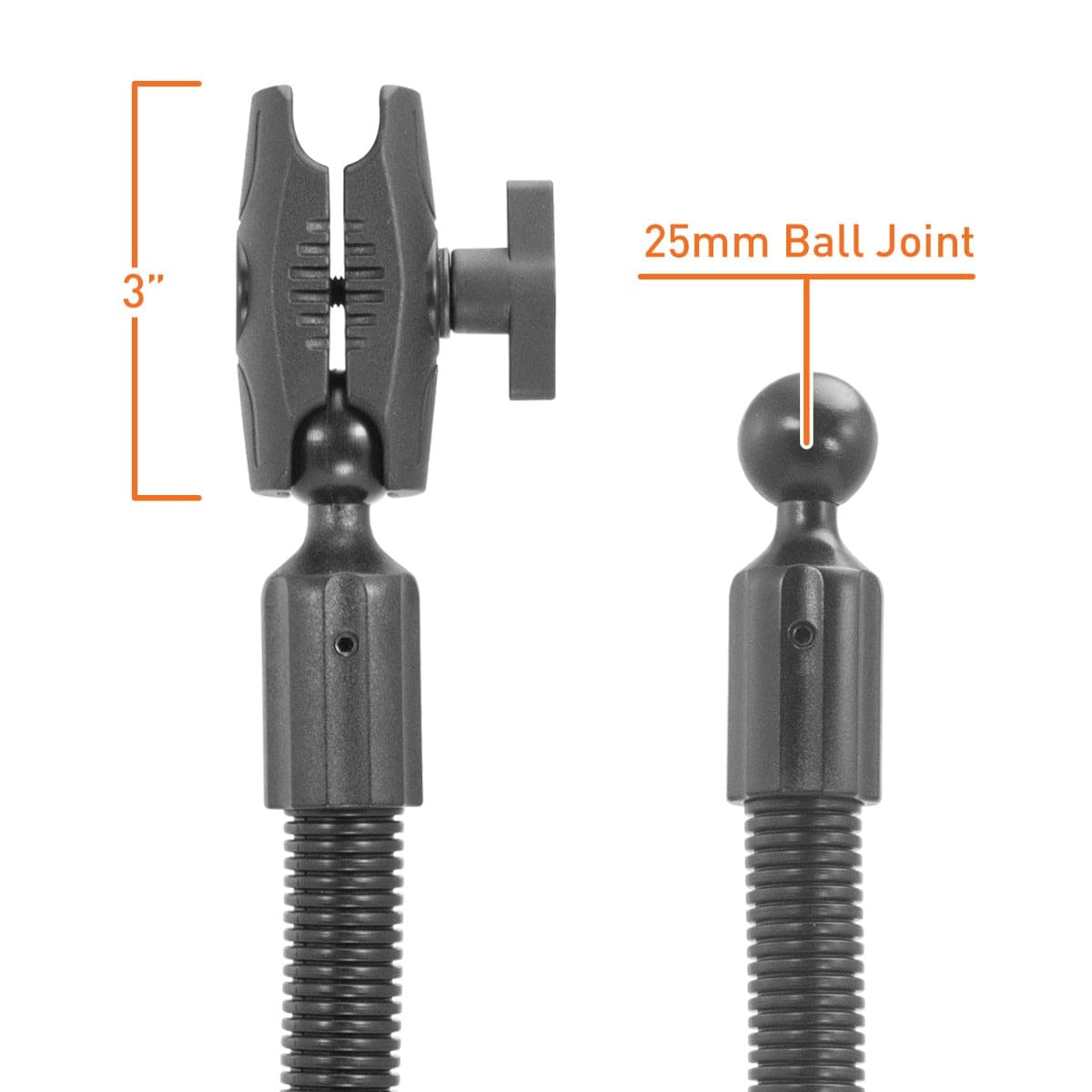 iBOLT 25mm / 1 inch Ball Flexpro Seatrail Mount w/ 3 inch arm
