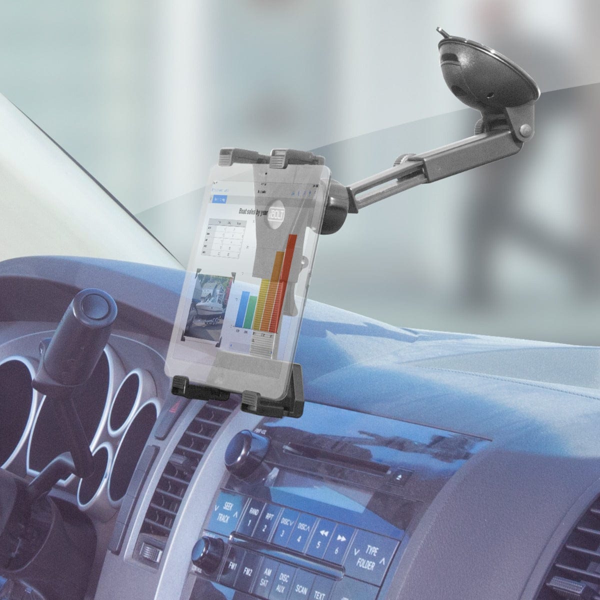 iBOLT™ TabDock™ Suction Cup Extender -Holder /Mount for Your Windshield , Dashboard , or Desk