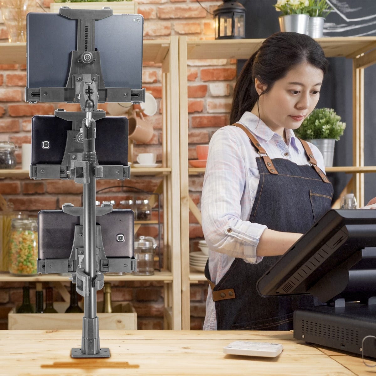 iBOLT Tablet Tower- Dock’n Lock POS Locking Drill Base Mount - with 3 Tablet Holders