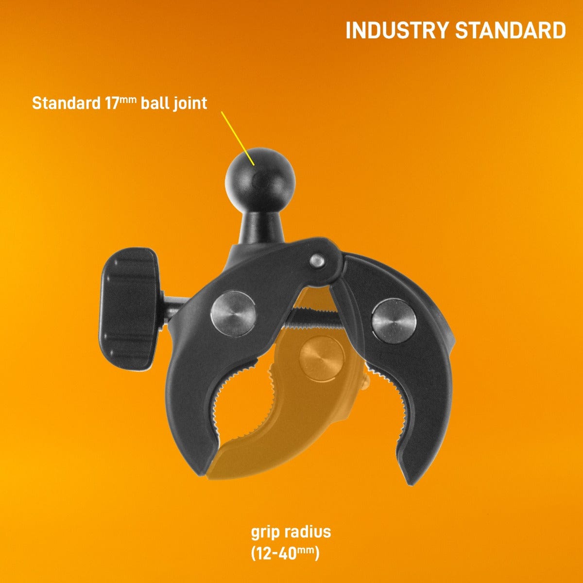 iBOLT 17mm Clamp Mount for Handlebars, Poles, Posts- For GoPro Hero Action Cameras, ¼ 20" Camera Screw