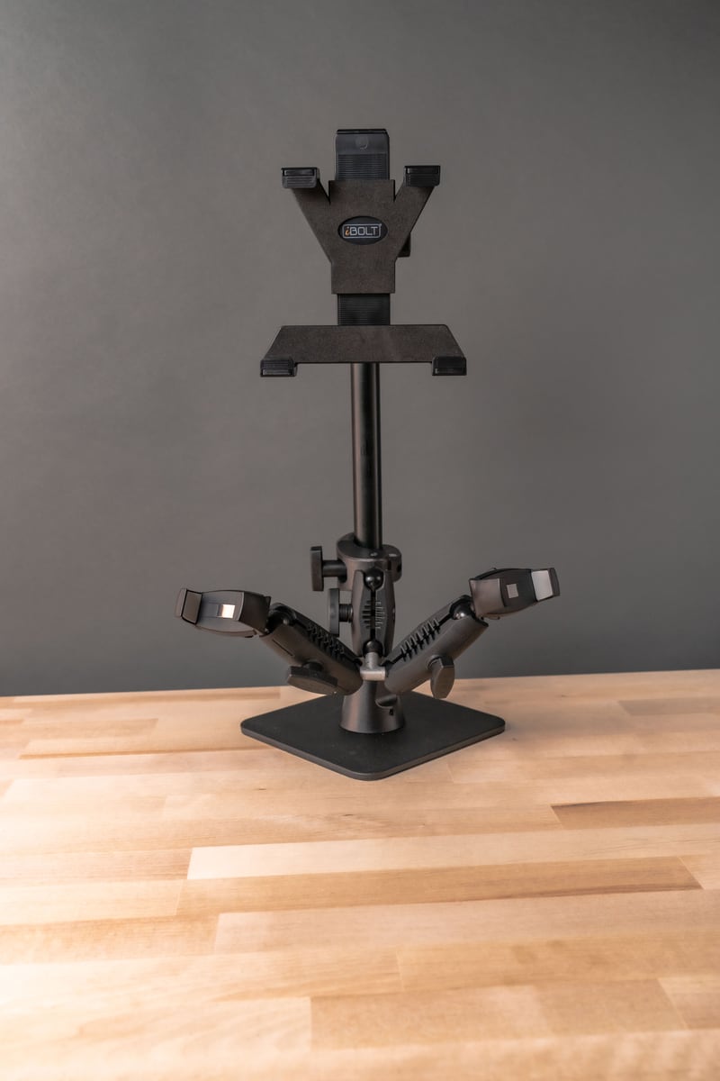 iBOLT mounting setup in a content creation workspace