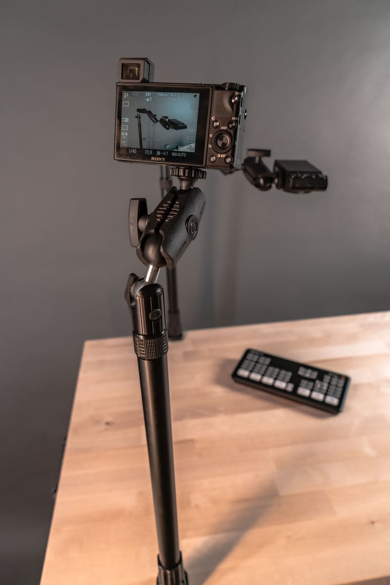iBOLT mounting setup in a content creation workspace