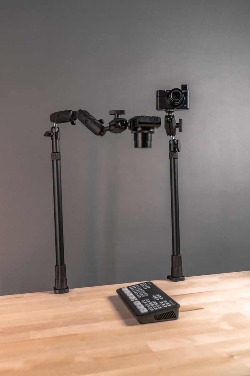 iBOLT mounting setup in a content creation workspace
