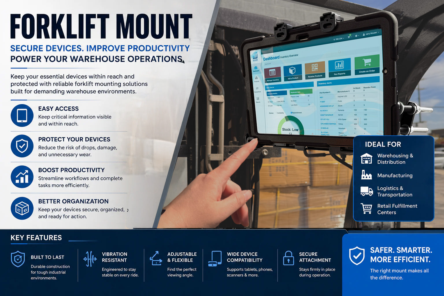 Forklift lift mount for material handling