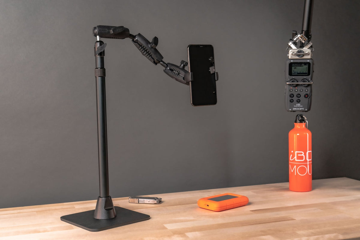 iBOLT mounting setup in a content creation workspace