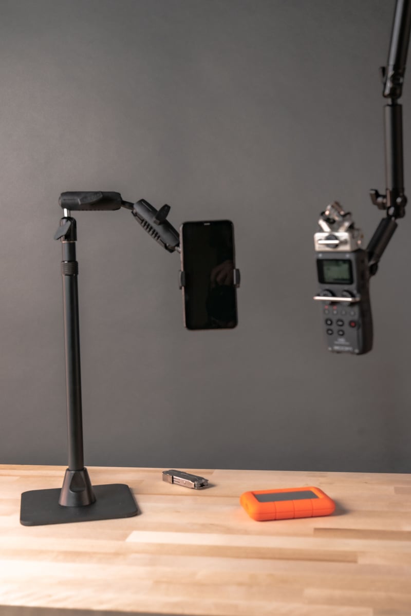 iBOLT mounting setup in a content creation workspace