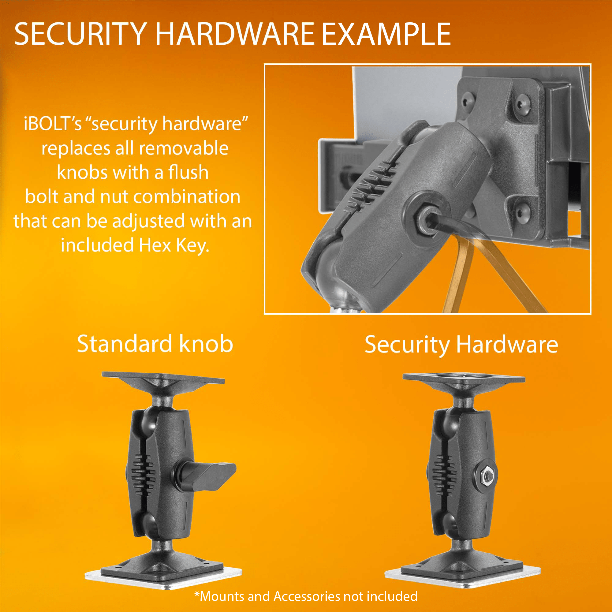 Security Hardware for 25mm Bizmount Set of 3 Bolts, 1 Hex Key