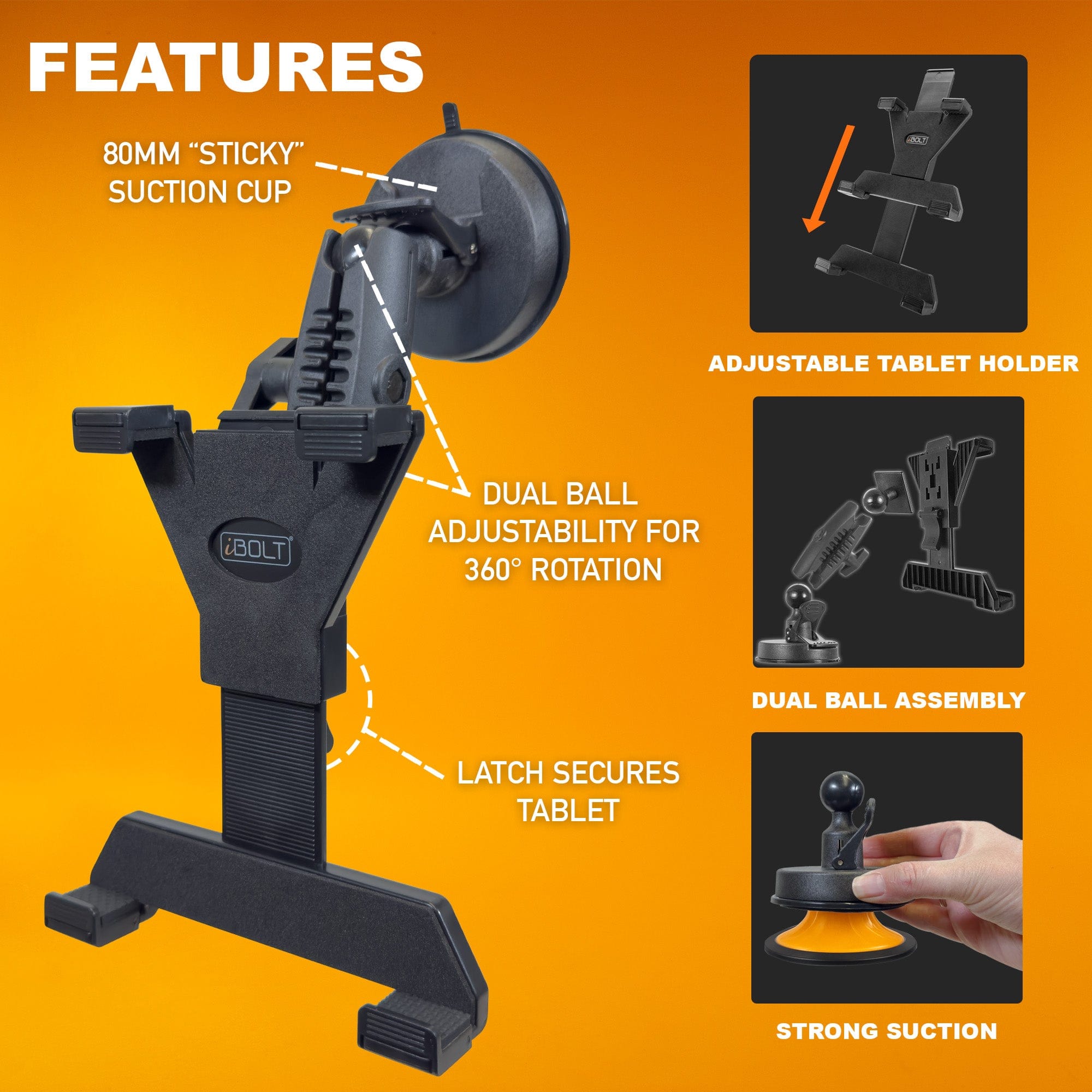 iBOLT™ TabDock™ Bizmount™ Suction Cup Mount