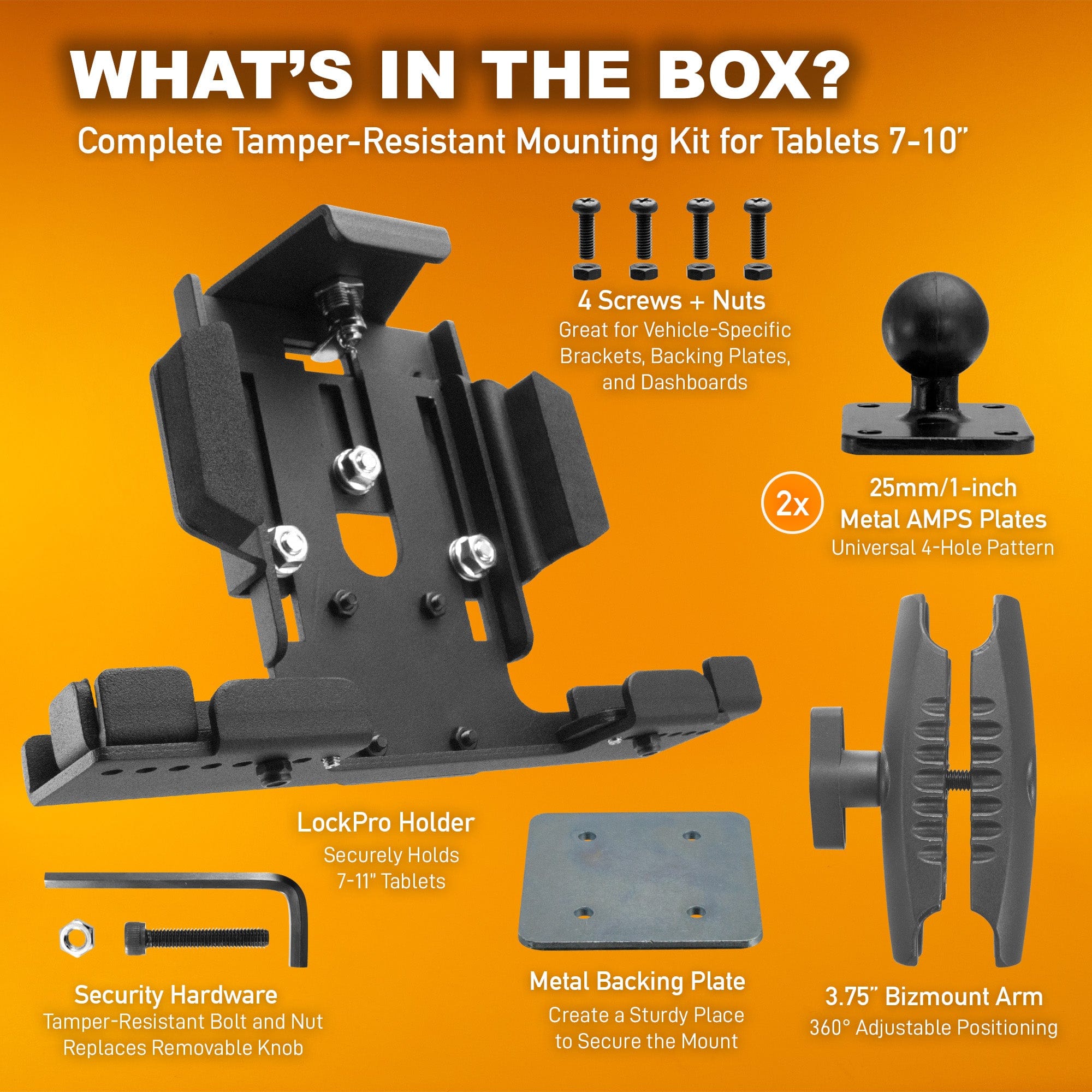 iBOLT™ LockPro™ Metal Locking Tablet Drill Base Mount