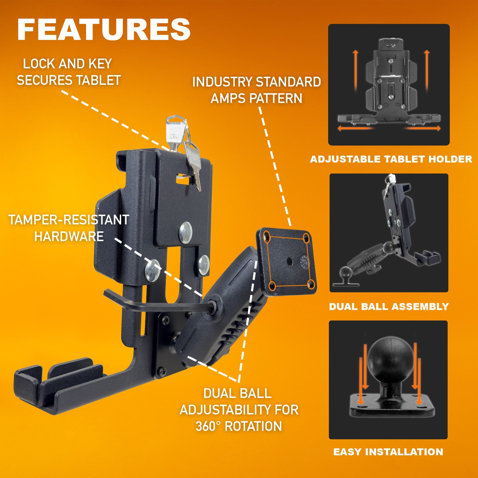 iBOLT™ LockPro™ Metal Locking Tablet Drill Base Mount