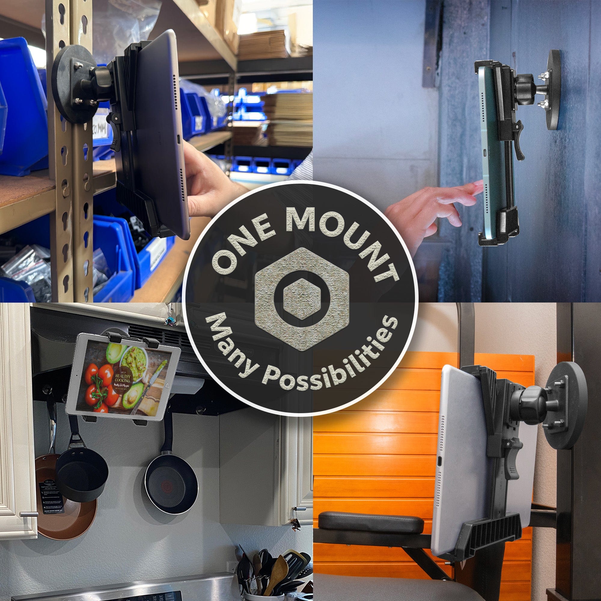 iBOLT TabDock™ MagDock- Heavy Duty Magnetic Mount for All 7”-10” Tablets- Great for fridges, Restaurants, Automotive, Workout Equipment