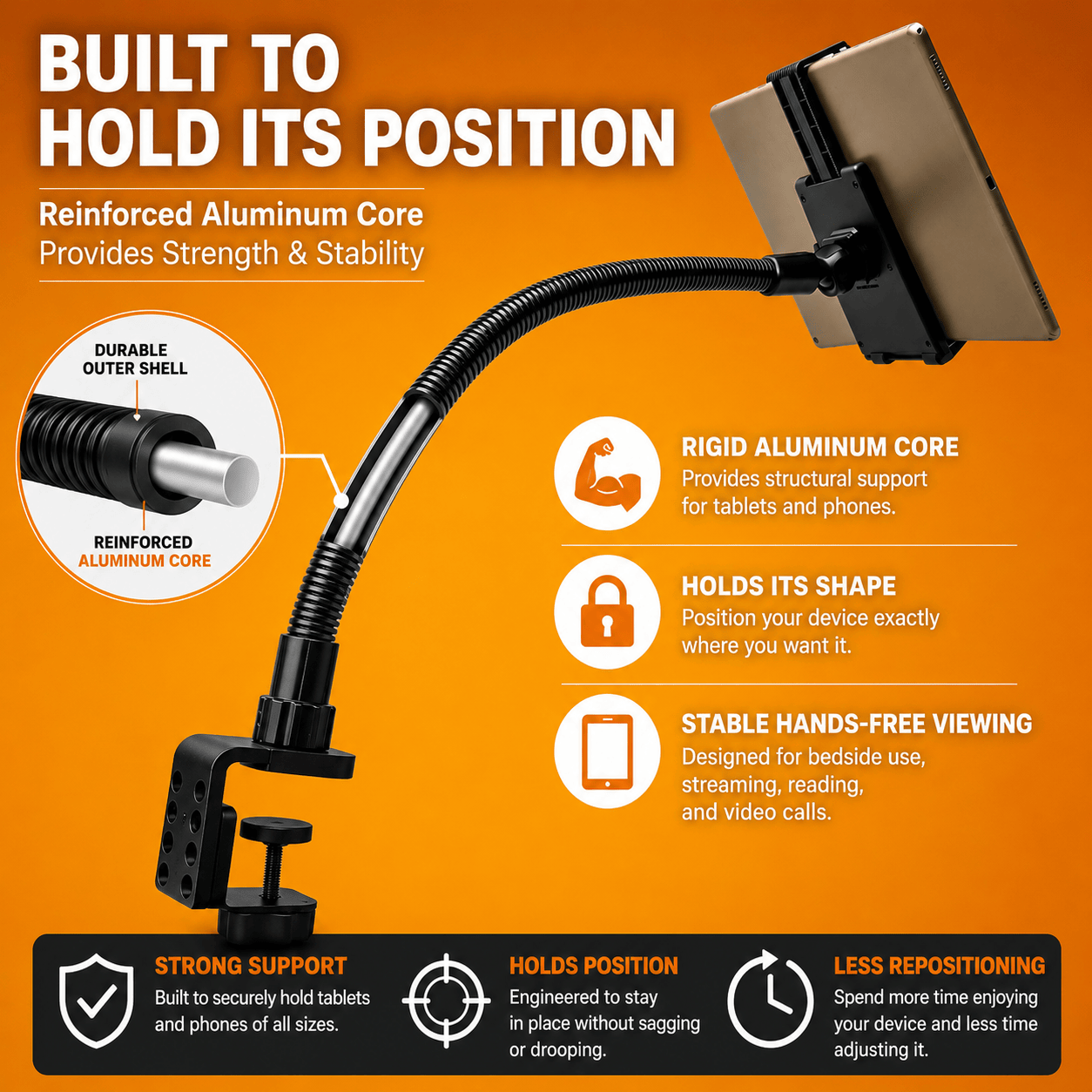 iBOLT Mounts iBOLT ComfortiBOLT Bedside Mount Kit – Tablet & Phone Holder