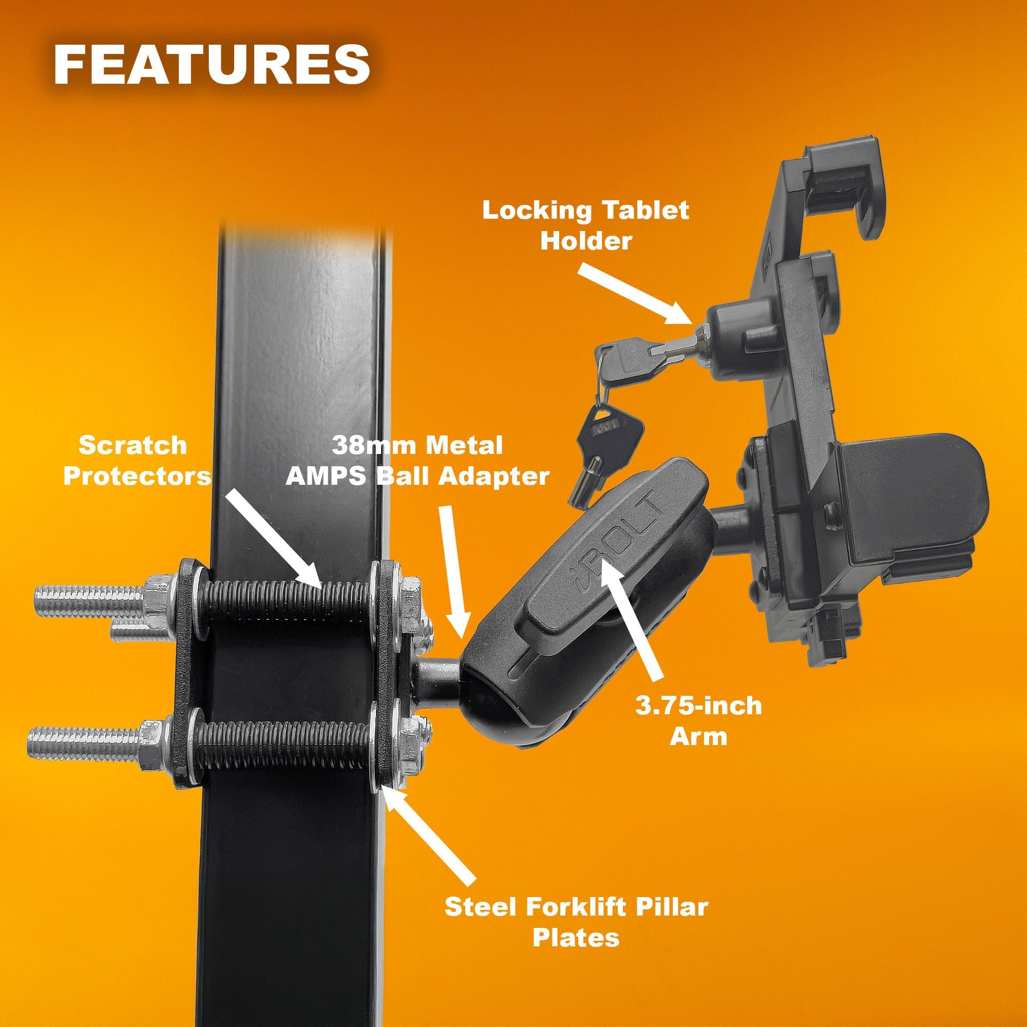 iBOLT Mounts iBOLT Dock’n Lock Bizmount™- Forklift Locking Tablet 38mm Mount