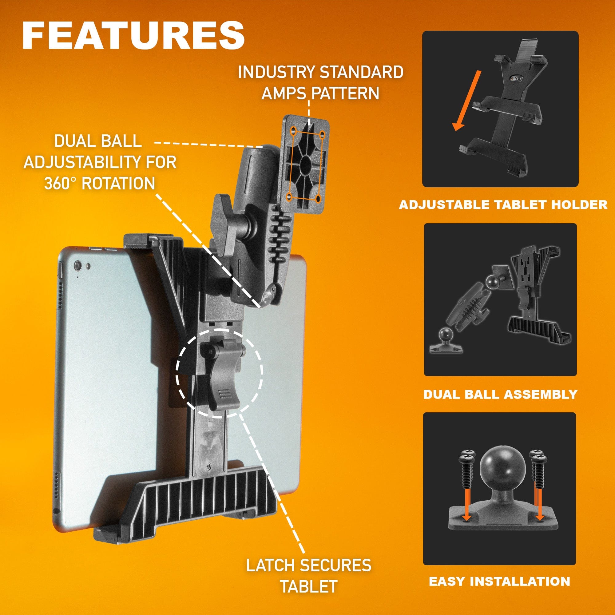 TabDock Bizmount AMPs for Heavy Duty Use | iBOLT Truck ELD Mount