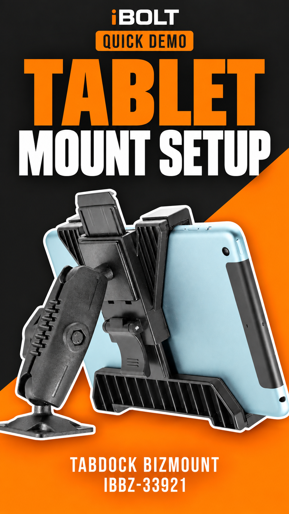 iBOLT TabDock BizMount AMPS IBBZ-33921 — standard TabDock short vertical assembly and adjustment demonstration
