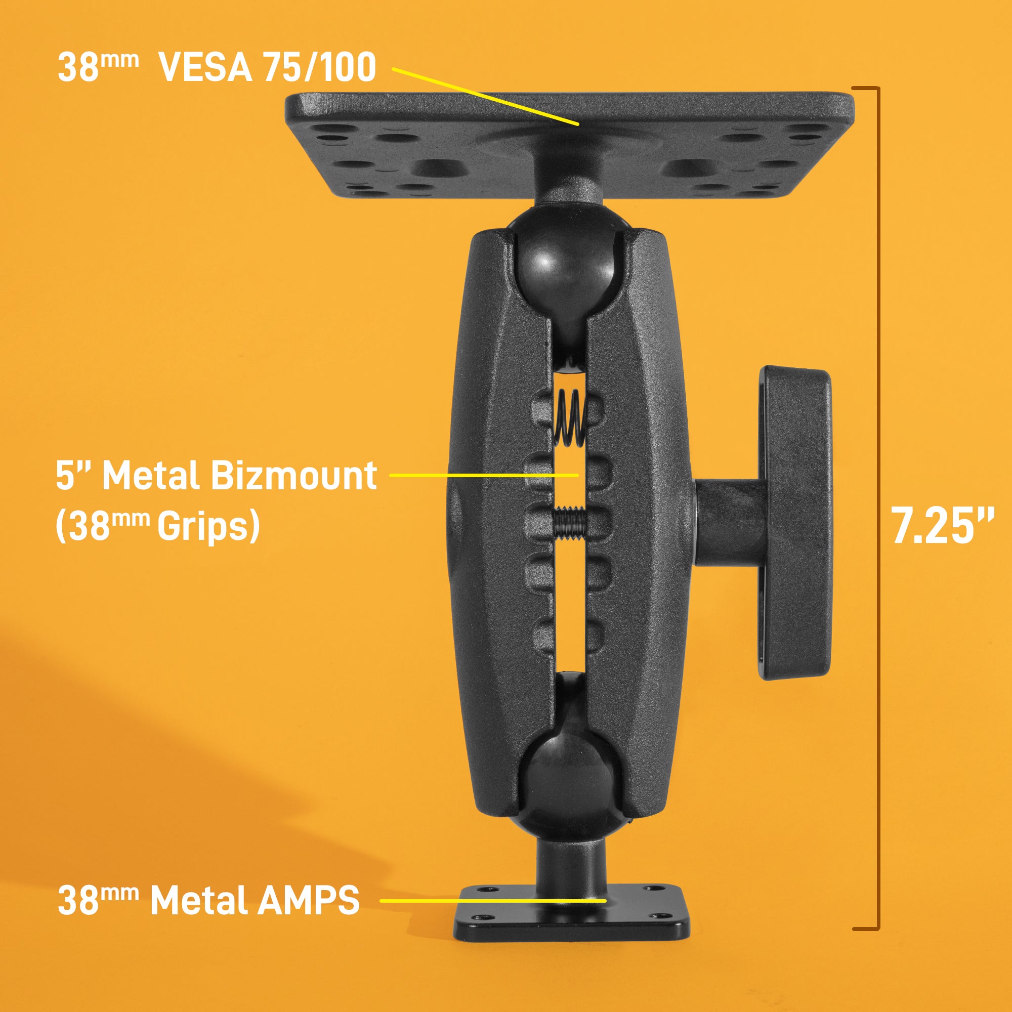 iBOLT™ 38mm / 1.5 inch Metal AMPS to VESA 75 x 75 / VESA 100 x 100 Mount