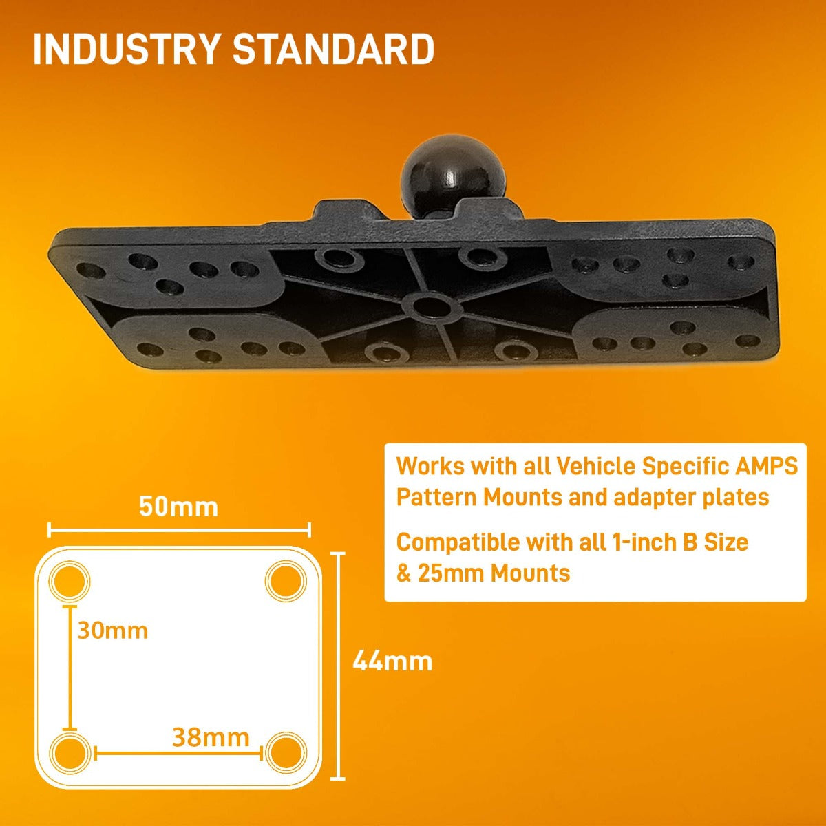 iBOLT™ 25mm / 1 inch Ball Composite Universal Marine Fish Finder Mounting Plate