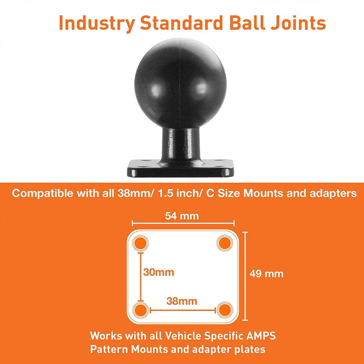 iBOLT™ 38mm / 1.5 inch Ball Metal AMPS Adapter Plate