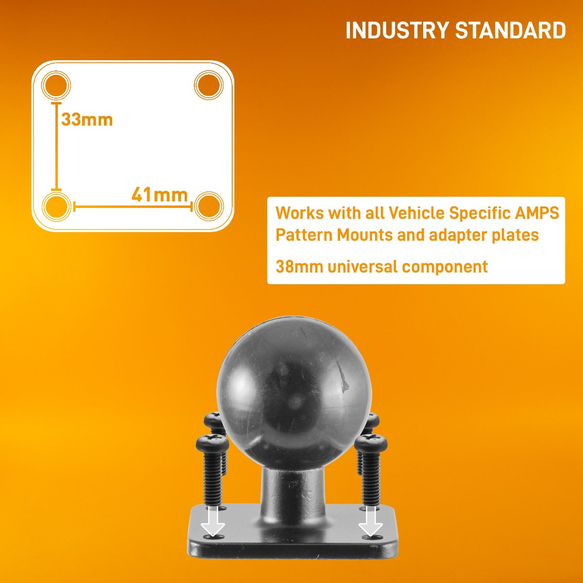 iBOLT™ 38mm / 1.5 inch Metal AMPS to VESA 75 x 75 Dual Ball Mount for Monitors, displays, or tv’s