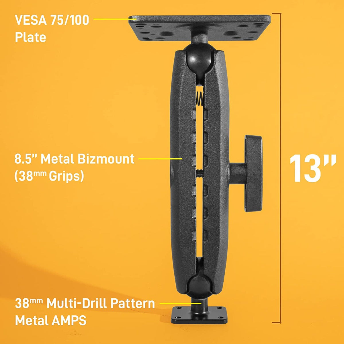 iBOLT™ 38mm / 1.5 inch Metal AMPS to VESA 75 x 75 / VESA 100 x 100 Mount