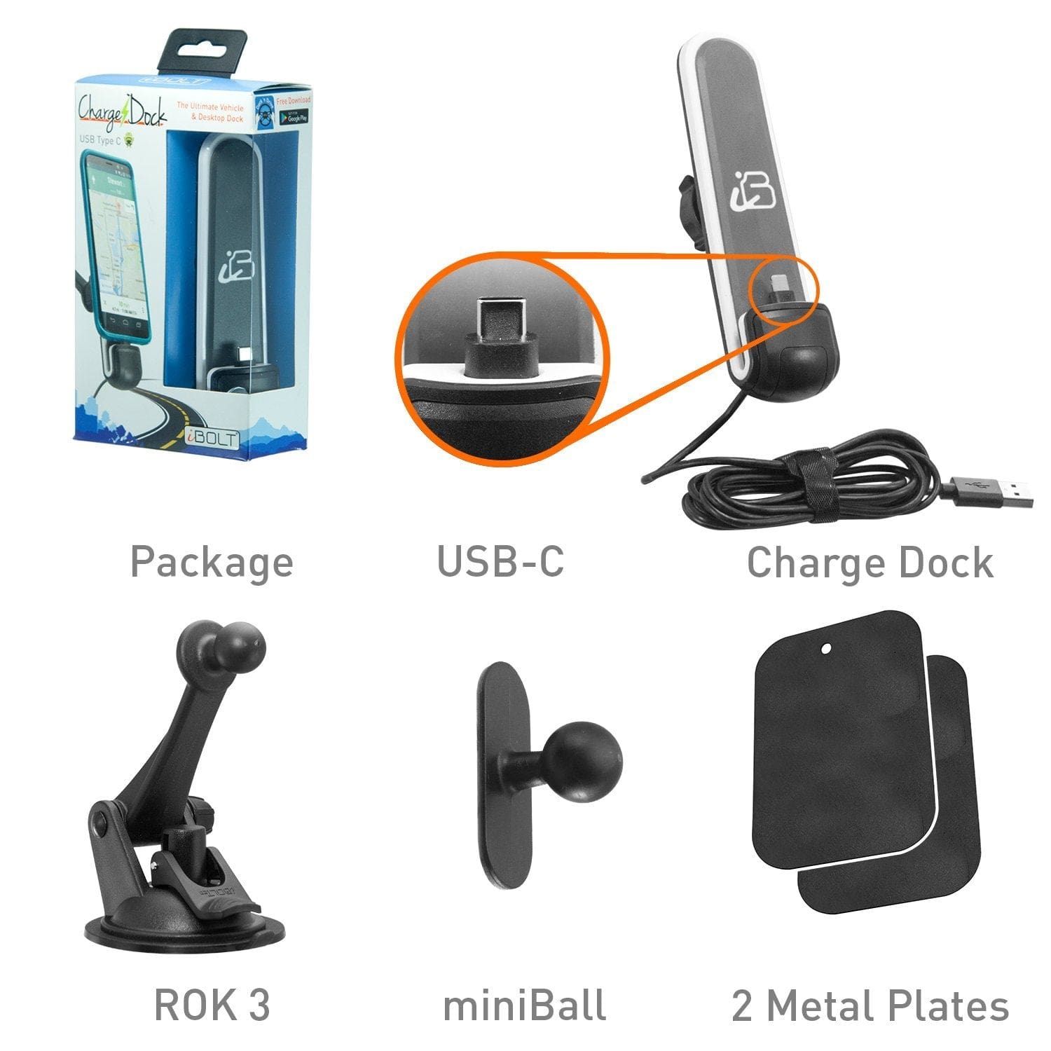 iBOLT Mounts ChargeDock USB-C